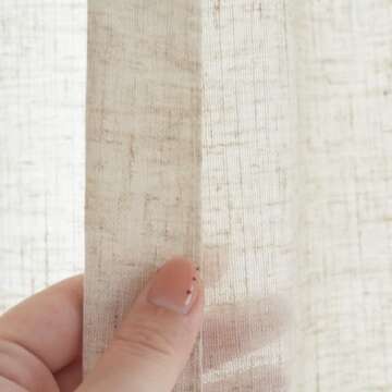 jinchan Linen Blend Beige Curtains 90 Inches Long for Living Room Farmhouse Rod Pocket Back Tab Light Filtering Window Drapes for Bedroom Curtains Crude 2 Panels