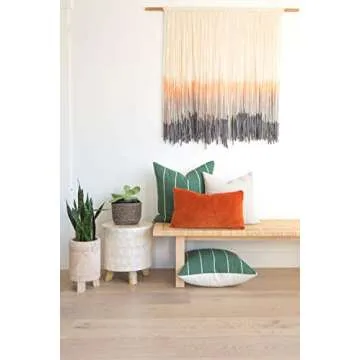 Woven Nook - Modern & Luxurious 22" x 22" Decorative Boho Throw Pillow Covers - Durable Quality & Machine Washable - Kennedy Design - Green and White - 2 Pack