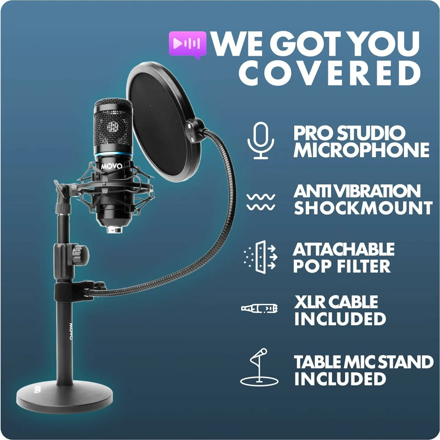 Movo PodPak2T Podcasting Microphone Equipment Bundle