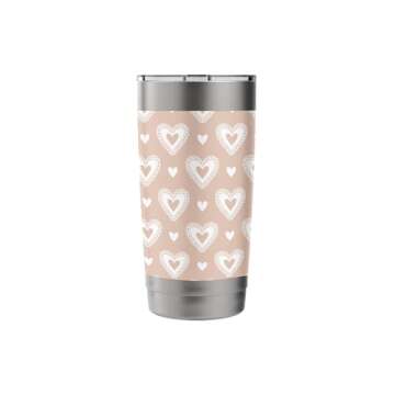 Peach Hearts Valentine Cute Romantic Valentines Day Pattern Stainless Steel Insulated Tumbler