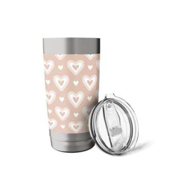 Peach Hearts Valentine Cute Romantic Valentines Day Pattern Stainless Steel Insulated Tumbler
