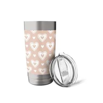 Peach Hearts Valentine Cute Romantic Valentines Day Pattern Stainless Steel Insulated Tumbler