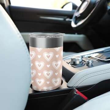 Peach Hearts Valentine Cute Romantic Valentines Day Pattern Stainless Steel Insulated Tumbler