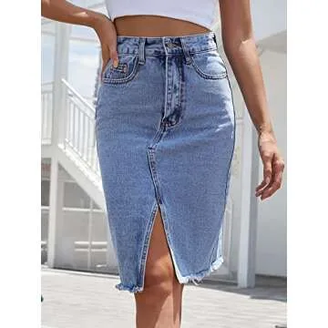 WDIRARA High Waisted Split Denim Skirt for Women