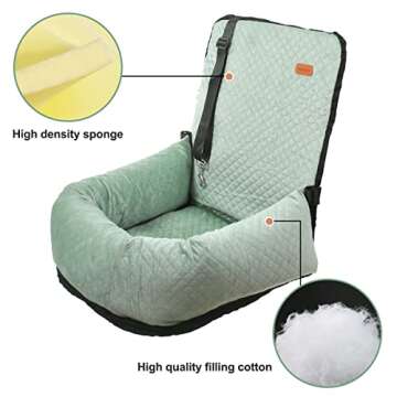 WANZQHONG Dog Car Seat, Dog Booster Seat Specially Designed for The Safety of Dogs, Removable Pet Car Seat Velvet Dog Beds for Small Dogs, Puppy Car Seat Fit for Small Dogs Cats or Other Pets (Green)
