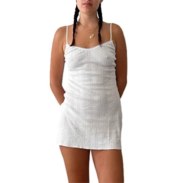 SOLILOQUY Women Fairy Mini Dress Y2k 2000s Aesthetic Square Neck Spaghetti Strap Bodycon Short Dress...