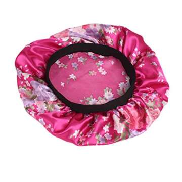 Bonnet Sleeping Cap Night Hat - 2 Packs Floral Women Wide Band Salon Soft Satin Patient Chemo Sleep Slouch Slouchy for Summer silk hair scarf for Long Curly Natural