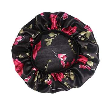 Bonnet Sleeping Cap Night Hat - 2 Packs Floral Women Wide Band Salon Soft Satin Patient Chemo Sleep Slouch Slouchy for Summer silk hair scarf for Long Curly Natural