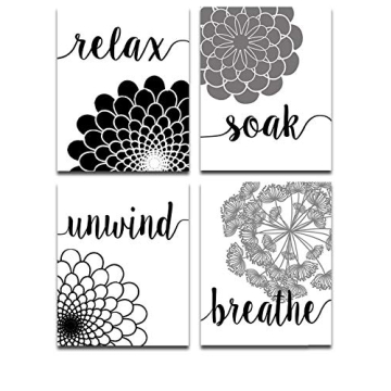 Elegant Black and White Bathroom Wall Art - 8x10 Prints