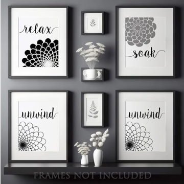 Elegant Black and White Bathroom Wall Art - 8x10 Prints