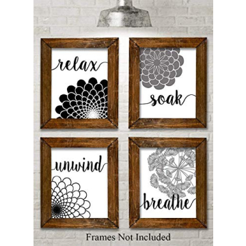 Elegant Black and White Bathroom Wall Art - 8x10 Prints