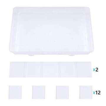 Gospire 15 Large Grids Clear Plastic Jewelry Box Organizer Storage Container with Removable Dividers (15 Grids - Clear)