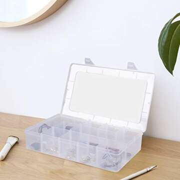 Gospire 15 Large Grids Clear Plastic Jewelry Box Organizer Storage Container with Removable Dividers (15 Grids - Clear)
