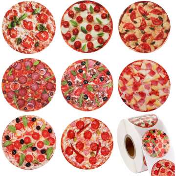 Blulu Pizza Stickers Roll - 600 Fun Designs