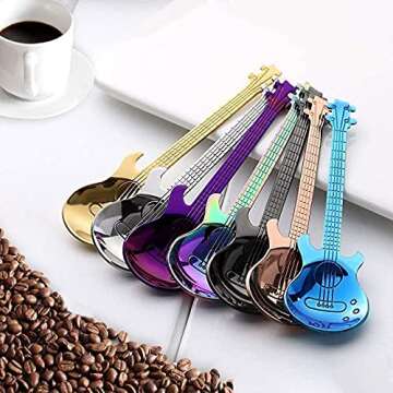 FHIHEAT Guitar Spoons Set - Fun Coffee Teaspoons for Everyone