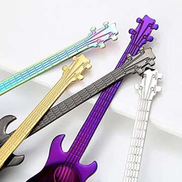 FHIHEAT Guitar Spoons Set - Fun Coffee Teaspoons for Everyone