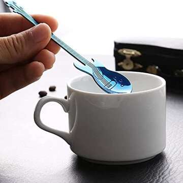 FHIHEAT Guitar Spoons Set - Fun Coffee Teaspoons for Everyone