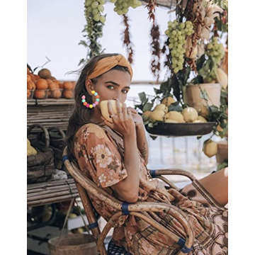 ARATLENCH Rattan Woven Dangling Earrings Handmade Straw Dangle Drop Earrings Boho Summer Beach Statement Circle Ball Hoop Earrings for Women (colorful brown rattan hoop earrings)