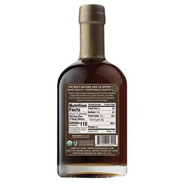 Crown Maple Dark Color, Robust Taste Organic Maple Syrup, 12.7 Fl Oz, 100% Pure, Enhance Cocktails, Marinades and Pancakes