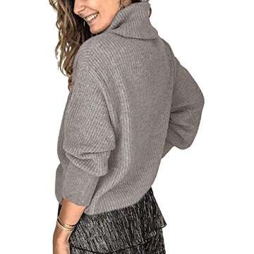 Sovelen Women's Oversized Turtleneck Chunky Pullover Sweaters Cowl Neck Long Sleeve Winter Slouchy Loose Knit Sweaters Grey