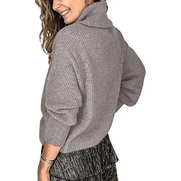 Sovelen Women's Oversized Turtleneck Chunky Pullover Sweaters Cowl Neck Long Sleeve Winter Slouchy Loose Knit Sweaters Grey