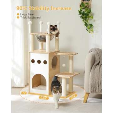 MUTTROS 42.5" Wooden Cat Tree for Cats & Kittens | Sky City Design