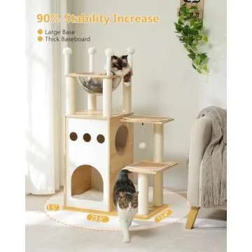 MUTTROS 42.5" Wooden Cat Tree for Cats & Kittens | Sky City Design