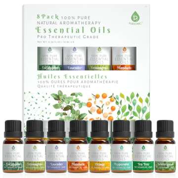 Pursonic Essential Oils Set - 8 Aromatherapy Blends