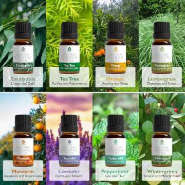 Pursonic Essential Oils Set - 8 Aromatherapy Blends