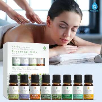 Pursonic Essential Oils Set - 8 Aromatherapy Blends