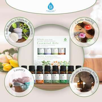 Pursonic Essential Oils Set - 8 Aromatherapy Blends