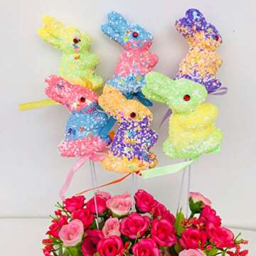 ABOOFAN 6pcs Easter Tree Branches Flower Picks Easter Bunny Picks Stem Arrangement Ornaments for DIY Easter Egg Spring Party Supplies Favors