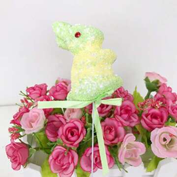 ABOOFAN 6pcs Easter Tree Branches Flower Picks Easter Bunny Picks Stem Arrangement Ornaments for DIY Easter Egg Spring Party Supplies Favors