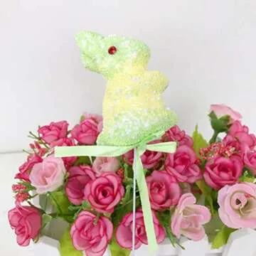 ABOOFAN 6pcs Easter Tree Branches Flower Picks Easter Bunny Picks Stem Arrangement Ornaments for DIY Easter Egg Spring Party Supplies Favors