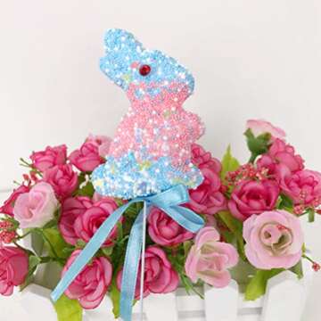 ABOOFAN 6pcs Easter Tree Branches Flower Picks Easter Bunny Picks Stem Arrangement Ornaments for DIY Easter Egg Spring Party Supplies Favors