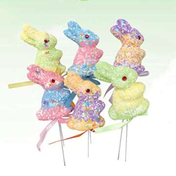 ABOOFAN 6pcs Easter Tree Branches Flower Picks Easter Bunny Picks Stem Arrangement Ornaments for DIY Easter Egg Spring Party Supplies Favors