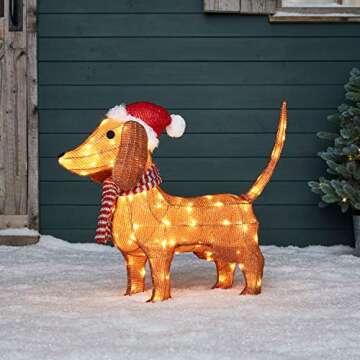 Lights4fun, Inc. 2ft Lighted Dachshund Wiener Pre-Lit LED Christmas Holiday Decoration
