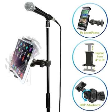Accessory Basics EasyAdjust Cymbal Microphone Mic Stand Tablet Mount for Most Tablets & Large Size C...