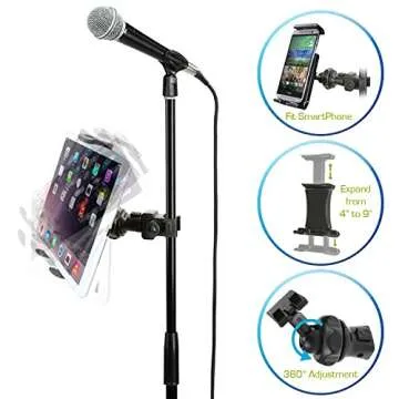 Accessory Basics EasyAdjust Cymbal Microphone Mic Stand Tablet Mount for Most Tablets & Large Size C...