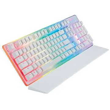 ROSEWILL Gaming White Keyboard with RGB lighting and wrist rest