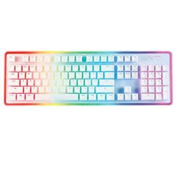 ROSEWILL Gaming White Keyboard with RGB lighting and wrist rest