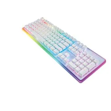 ROSEWILL Gaming White Keyboard with RGB lighting and wrist rest