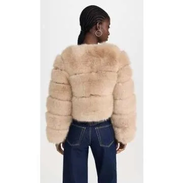 Line & Dot Women's Liana Faux Fur Jacket, Latte, Tan, S