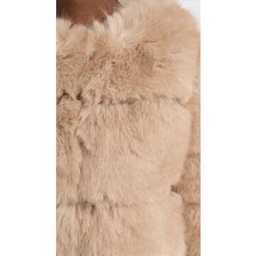 Line & Dot Women's Liana Faux Fur Jacket, Latte, Tan, S