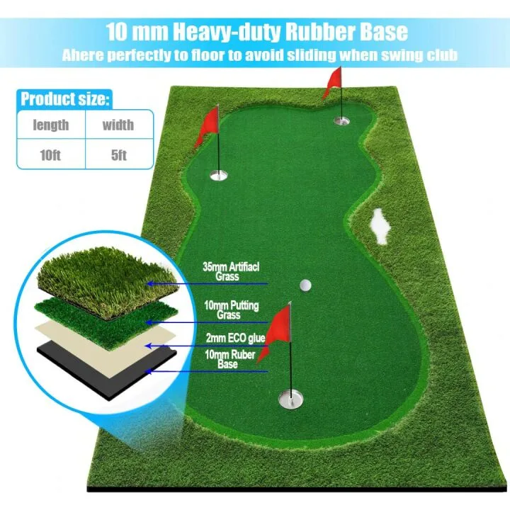BOBURN Golf Putting Green Mat for Indoor Outdoor Use