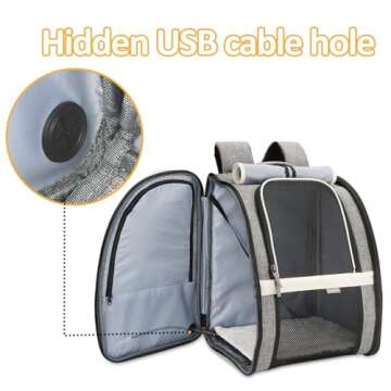 Texsens Cat Backpack Carrier with Heating Pad - Portable Pet Carrier for Small Dogs & Medium Cats, Adjustable Temperature & USB Charge Port, Chew Resistant Cord, Ideal for Winter Outings & Travel