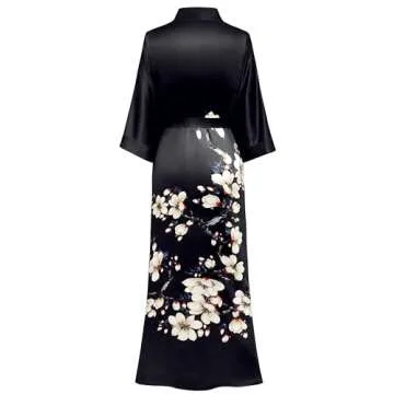 PRODESIGN Long Kimono Robe Satin Sleepwear Gradient Watercolor Silky Kimono Nightgown Bathrobe Kimon...