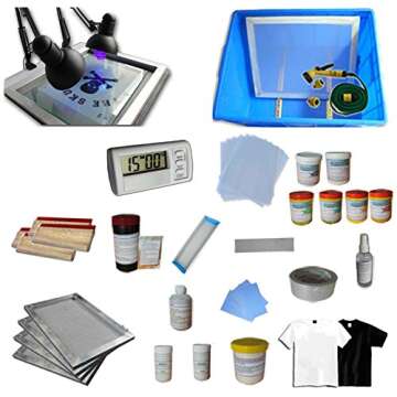 3-1 Color Floor Type Screen Printing Kit Micro-registration Rotating Press with 110V Dryer Exposure ...