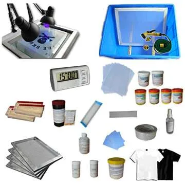 3-1 Color Floor Type Screen Printing Kit Micro-registration Rotating Press with 110V Dryer Exposure ...