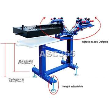 3-1 Color Floor Type Screen Printing Kit Micro-registration Rotating Press with 110V Dryer Exposure Unit Material Supply For Starter